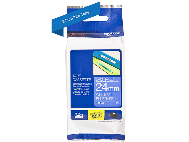 TZE555 BROTHER PTOUCH 24mm BLUE-WHITE tape 8m laminated 1