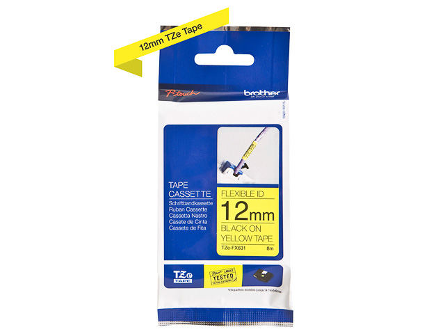 TZEFX631 BROTHER PTOUCH 12mm YELLOW-BLK tape 8m laminated 1