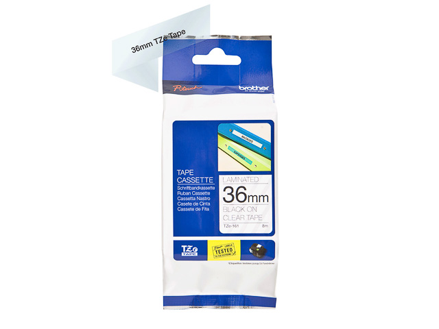 TZE161 BROTHER PTOUCH 36mm CLEAR-BLACK tape 8m laminated 1