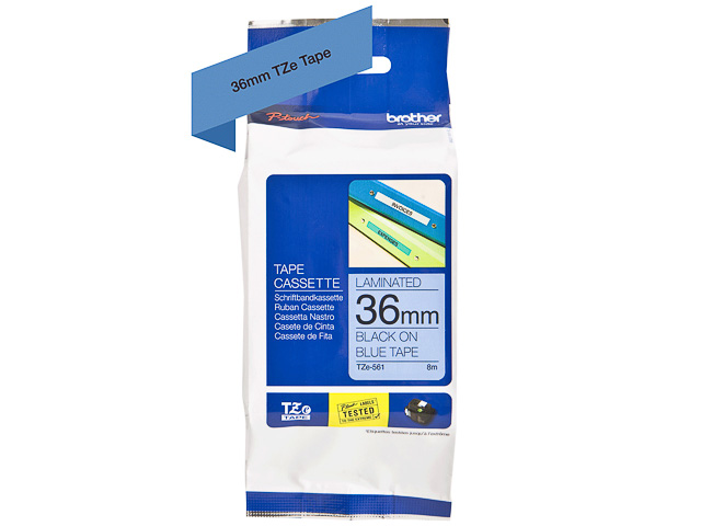 TZE561 BROTHER PTOUCH 36mm BLUE-BLACK tape 8m laminated 1