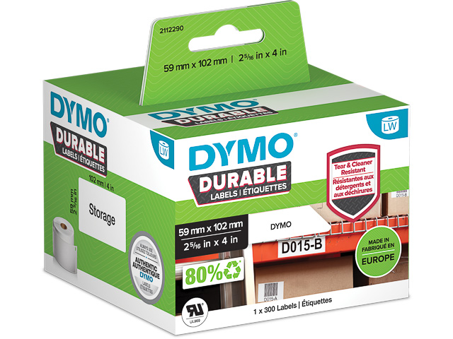 2112290 DYMO 59x102mm WHITE PLASTIC 1rl/300pcs LW address labels durable 1