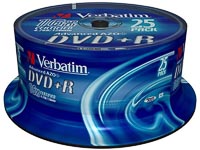 VERBATIM DVD+R 4.7GB 16x (25) SP 43500 spindle matt silver