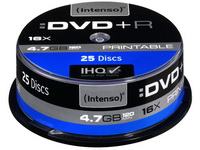 INTENSO DVD+R 4.7GB 16x IW (25) CB 4811154 Cake Box inkjet printable